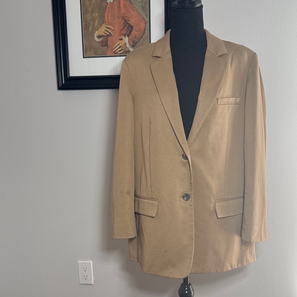 Everlane The Oversized Blazer in Buttersmooth Tan Beige Women’s Size 14 - Picture 2 of 11